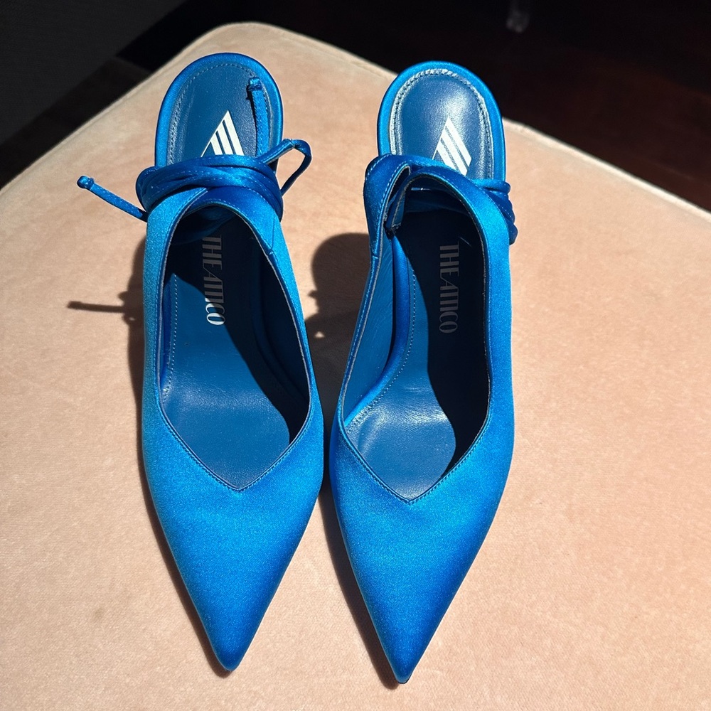 The Attico Venus Satin Blue Pumps 37.5
